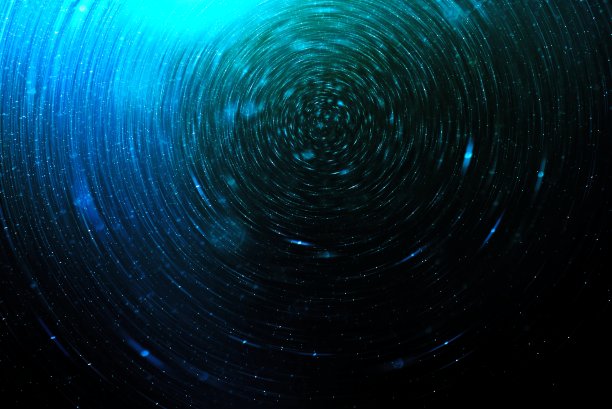 蓝色抽象科幻小说的未来背景，太空中模糊的星星图片下载