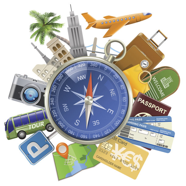 带指南针的矢量旅游概念图片下载