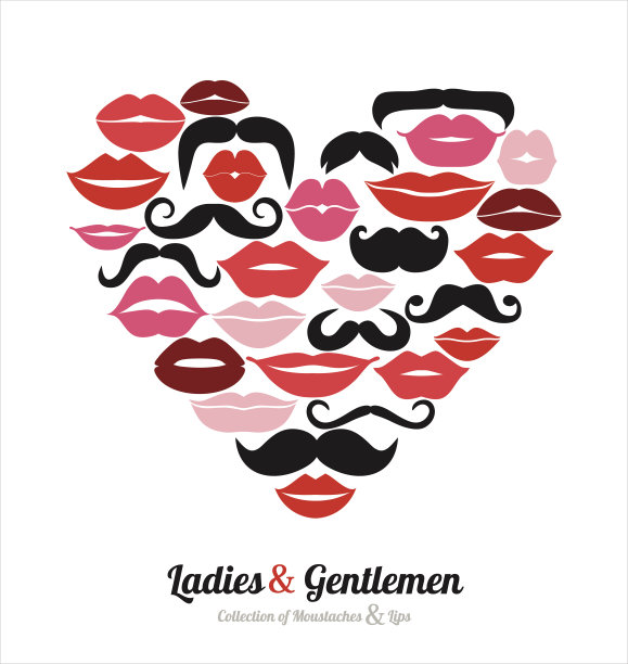 嘴唇设置图标。设计元素。图片下载