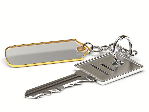 银色或钢制钥匙与空白标签图片下载