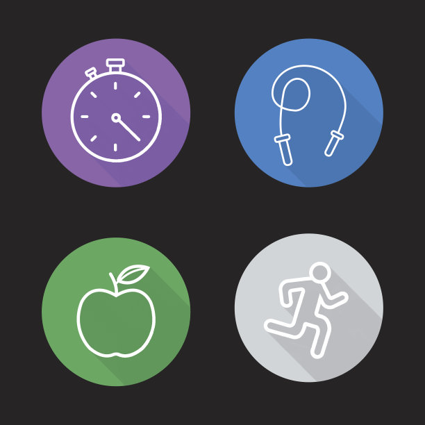 饮食和锻炼平面线性图标图片下载