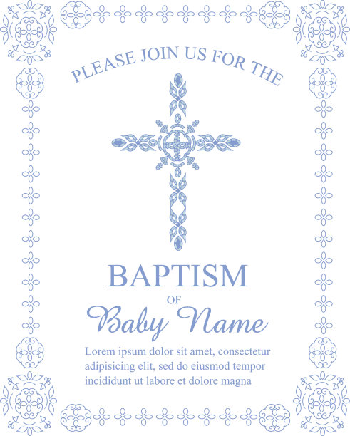 洗礼邀请模板与华丽的跨越和边界图片下载