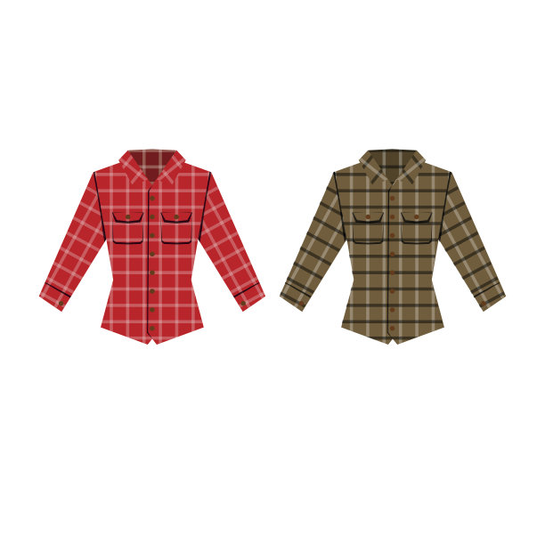 方格衬衫孤立矢量插图素材图片