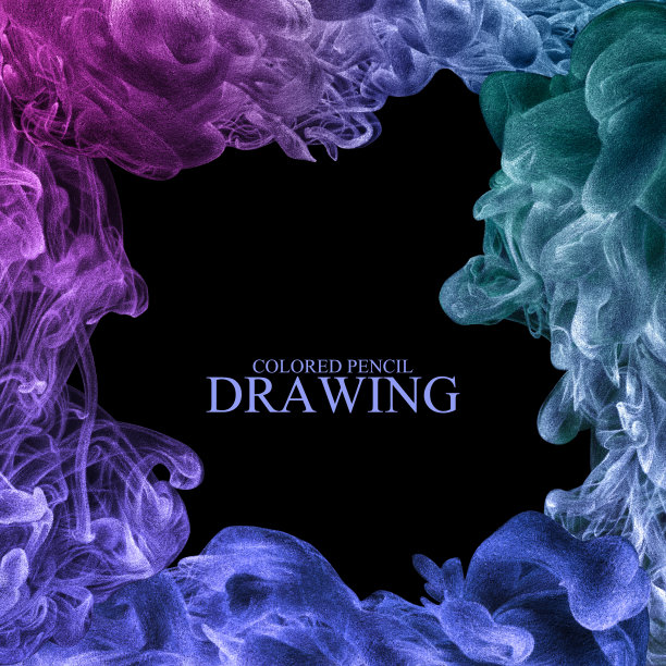 方形框架与抽象的墨水云手绘图片下载