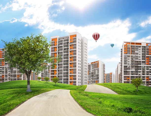 道路穿过青山通向城市图片下载