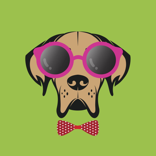 带眼镜的狗的矢量图像图片下载