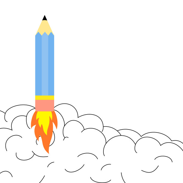 铅笔火箭插画设计图片下载