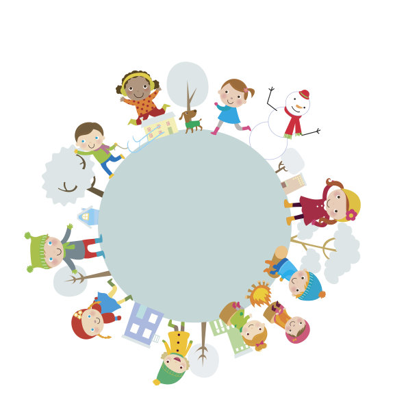 冬天孩子们在户外玩耍图片下载