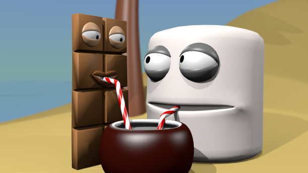 爱情中的棉花糖和巧克力棒图片下载