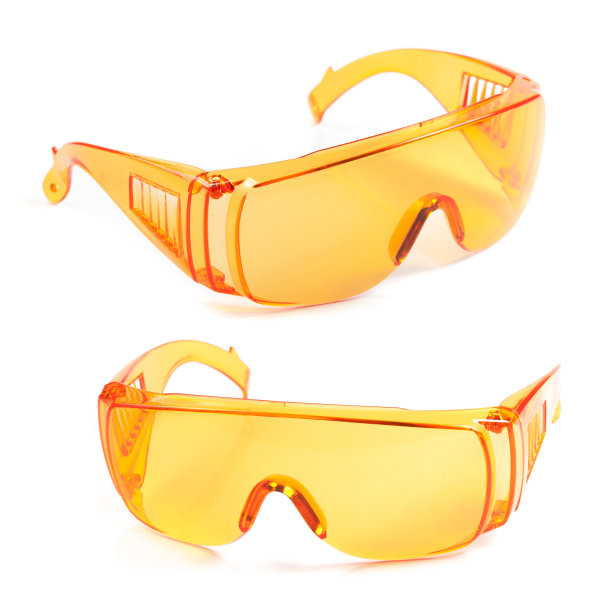 橙色安全眼镜隔离在白色图片下载