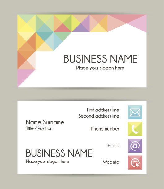 的名片。平面设计。正面和背面。向量组七世图片下载