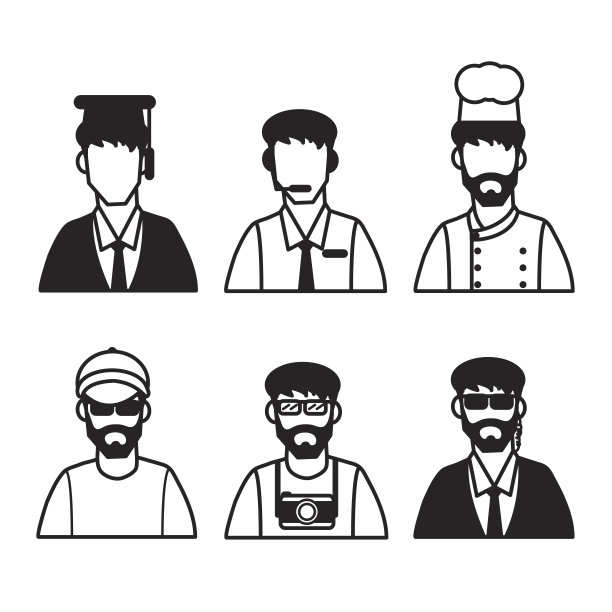 男性平面图标设计的白色背景。图片下载