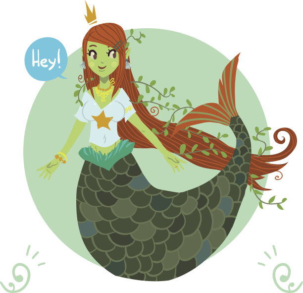 矢量卡通扁可爱的美人鱼公主。图片下载