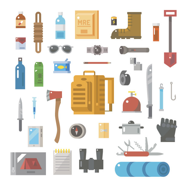 生存套装的扁平化设计图片下载