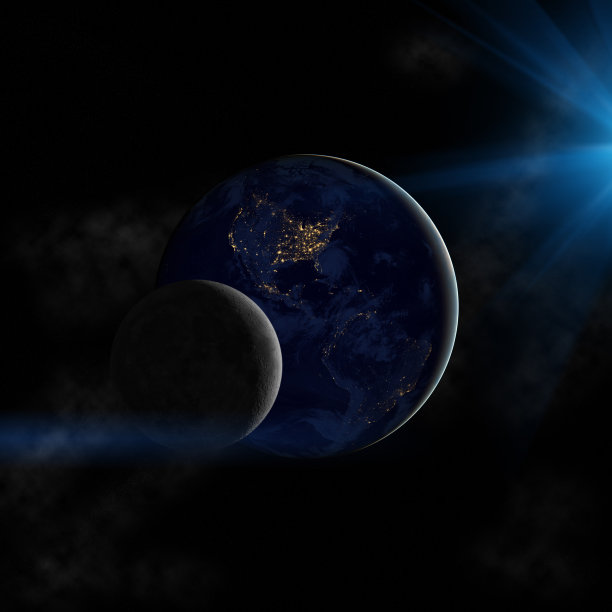 地球和月球的夜晚图片下载