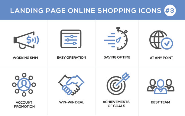 平面线设计概念图标的网上购物，网站横幅和着陆页图片下载