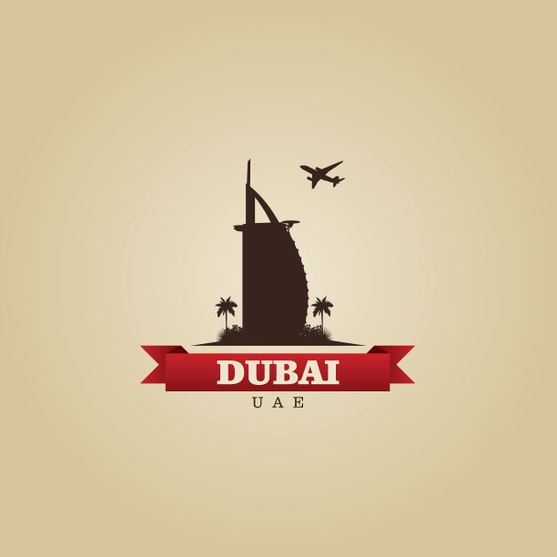 迪拜阿联酋城市符号矢量插图图片下载