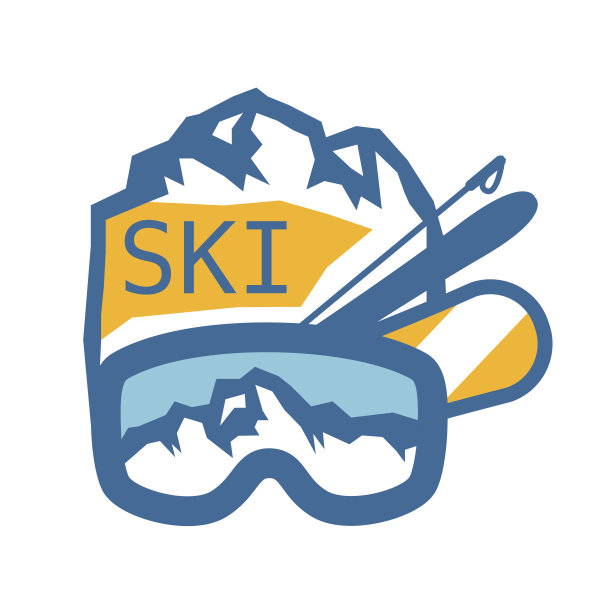 滑雪胜地标志徽章，标志向量元素图片下载