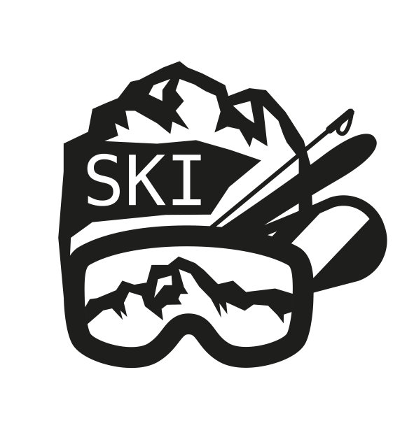 滑雪胜地标志徽章，标志向量元素图片下载