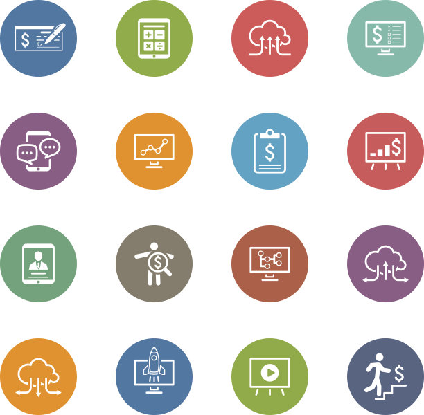 商业和金钱图标集。平面设计。图片下载