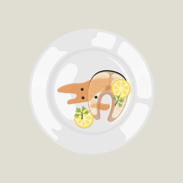 咸鱼与酸橙切片矢量在光的背景图片下载