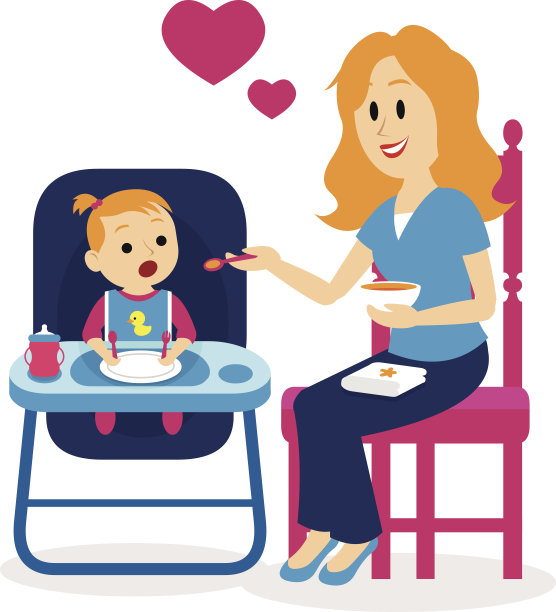 妈妈可爱的喂养她的宝贝女孩Clipart图片下载