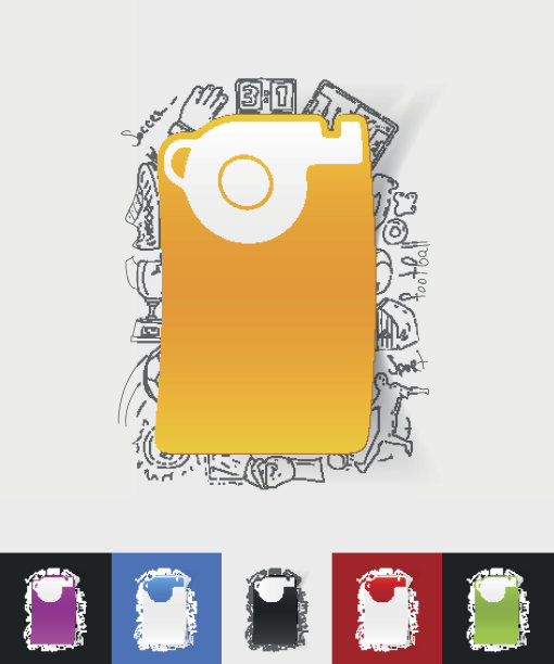 口哨纸贴纸与手绘元素图片下载