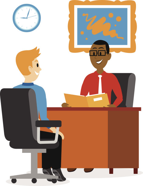 年轻人得到一份工作面试Clipart素材图片