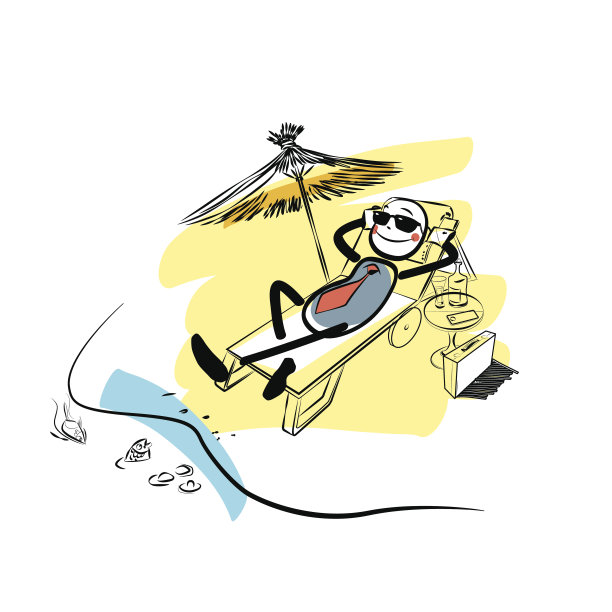 商人对海滩颜色向量图片下载