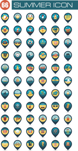 夏季引脚地图图标。夏季。假期图片下载