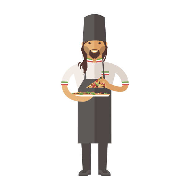 漂亮的年轻厨师装饰美味的性格向量素材图片