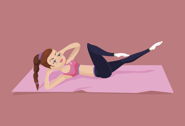 女孩在做压力练习。矢量平面插图图片下载