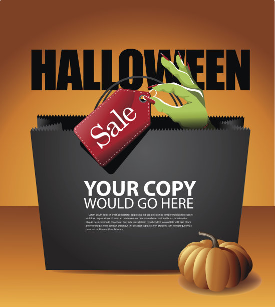 万圣节促销购物袋背景图片下载