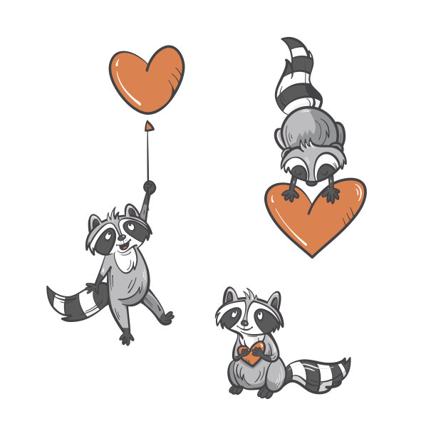 卡通浣熊。图片下载