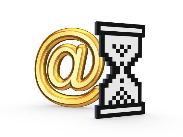 AT符号和沙漏图标。图片下载