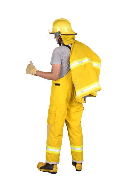 消防员在帮助人们和动物。在白色背景上。图片下载