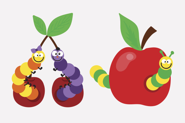 卡通毛毛虫昆虫矢量插图图片下载