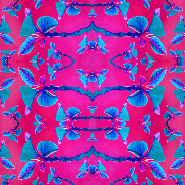 热带花卉几何无缝图案图片下载