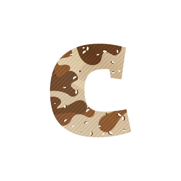 字母C图标与沙漠伪装。图片下载