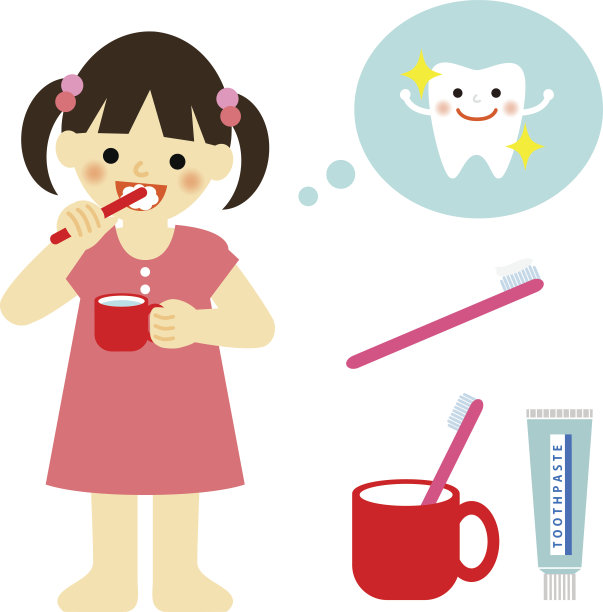 小女孩在刷牙图片下载