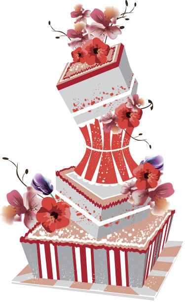 漂亮的带花的大蛋糕图片下载