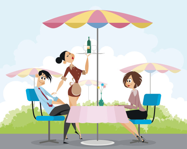 夏日咖啡馆里的朋友素材图片