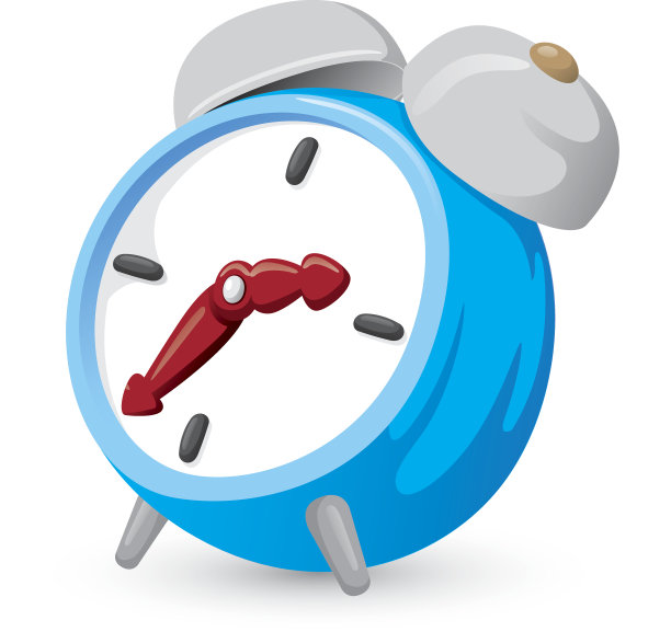 一个蓝色闹钟的插图。可以使用培训和教育材料图片下载