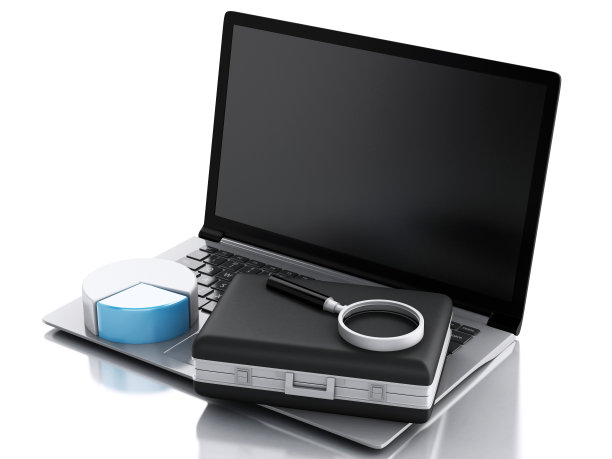 3d公文包，统计图表和笔记本电脑。经营理念图片下载