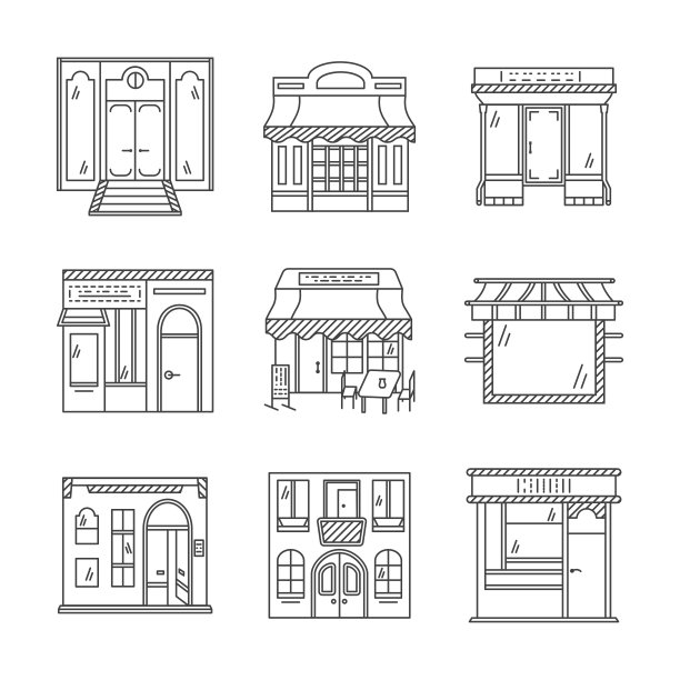 店面的线性矢量图标图片下载