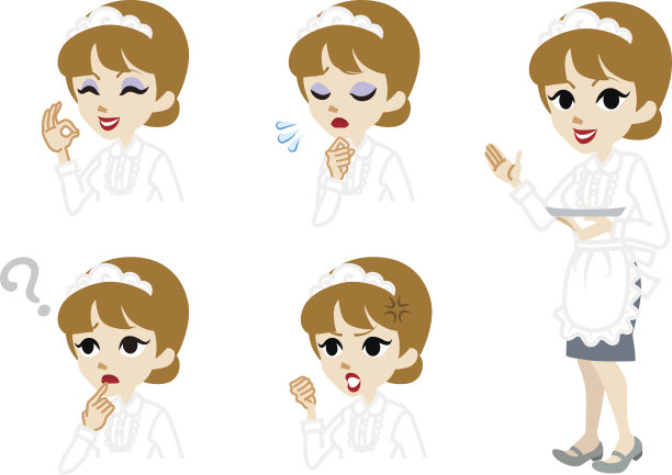 女服务员的全身和面部表情图片下载