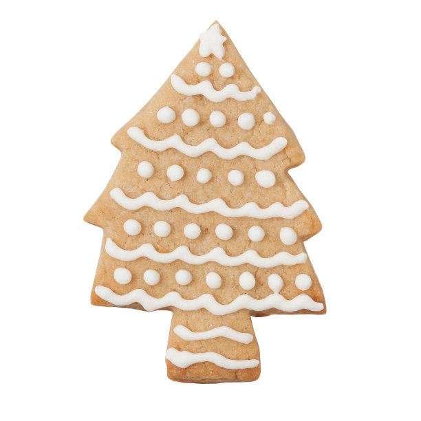 姜饼饼在树状孤立在白色图片下载