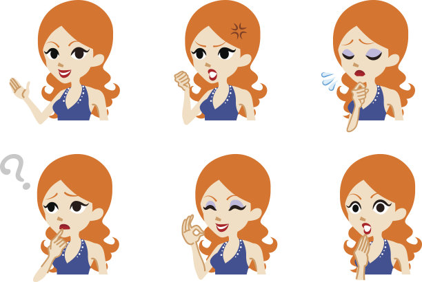 穿着鸡尾酒的女人面部表情集图片下载