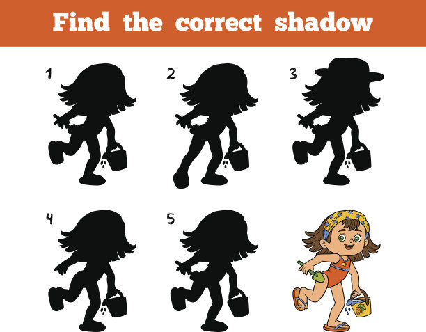 找到正确的影子，沙滩上的女孩图片下载