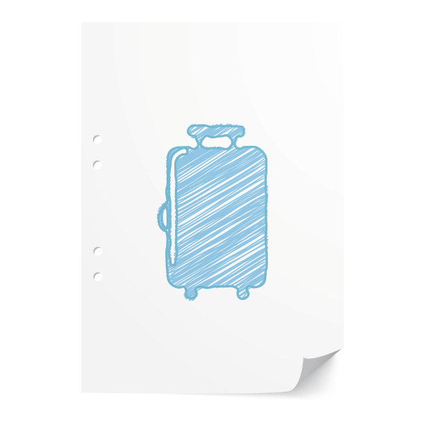 蓝色手绘行李插图在白纸与co图片下载
